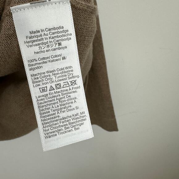 J.Crew Cotton Ruffleneck Sweater Classic Preppy Minimalist Beige Tan Medium NWT - Picture 8 of 11